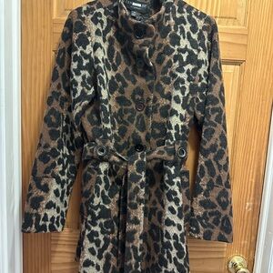 Chic Leopard Print Pea Coat